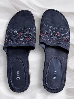 Whimsical Black Suede Beaded Sandals